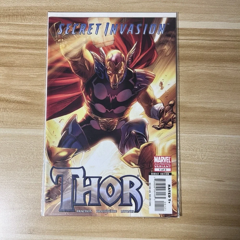 Secret Invasion Thor 1 Marvel Comic Book 2008 Beta Ray Bill 2nd Printing Variant